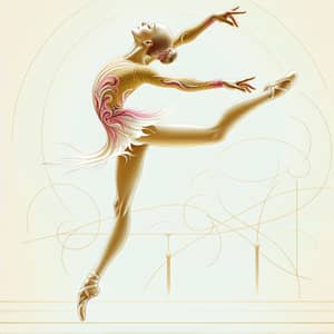 Elegant Rhythmic Gymnast in Pink & Gold | Graceful Balletic Jump