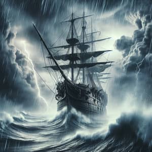 Ancient Battle Ship Braving Fierce Storm | Resilience and Power of Nature