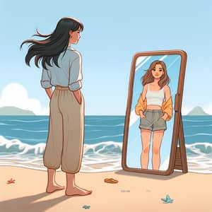 Personal Growth and Transformation at the Beach - Inspiring Illustration
