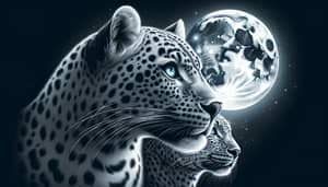Majestic Leopards Artwork: Moonlit Beauty in Grey and Blue