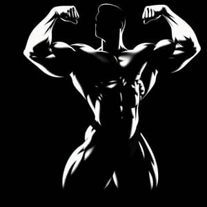 High-Resolution Bodybuilder Silhouette | Muscular Physique Flexing