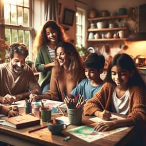 Cozy Family Time: Kitchen Moments with Diverse Family