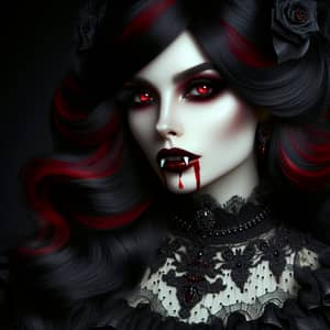 Gothic Vampire Girl: Red & Black Hair