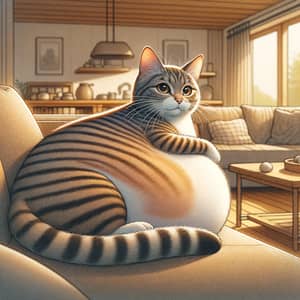 Pregnant Cat: Cozy Indoor Scene of Anticipation and Tranquility