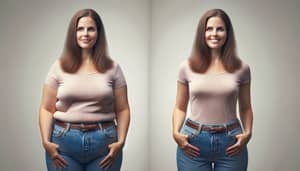 30s Caucasian Woman Weight Loss Transformation in Casual Clothes | Realistic 4K Image