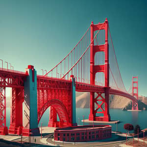 Iconic Red Bridge Against Azure Sky