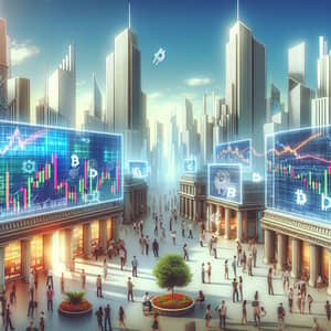 Futuristic City Skyline with Bitcoin ETFs Data
