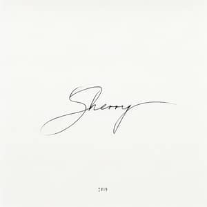 Minimalist Single-Line Drawing 'Sherry' on White Canvas