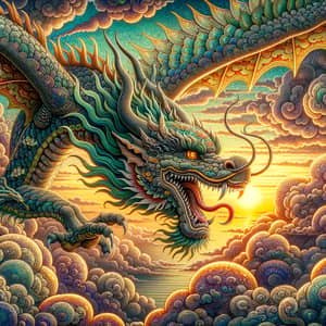 Mystical Dragon Soaring Through Vivid Sky | Image