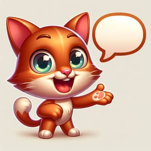 Cheerful Cartoon Cat with Bright Eyes and Wide Smile