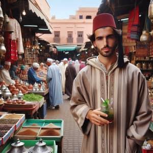 Traditional Moroccan Man in Marrakech Market