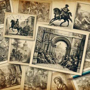Antique Ink Sketches and Renaissance Drawings Collection