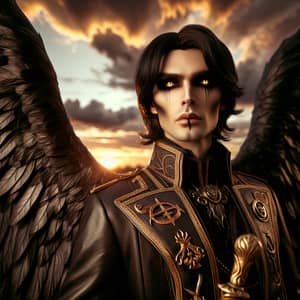 Lucifer: Mythical Figure with Glossy Black Wings