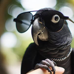 Black Parrot with Sunglasses - Stunning Images