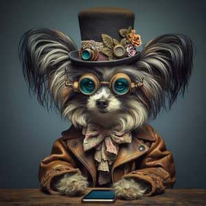 Vibrant 68-Year-Old Papillon Dog in Colorful Self-Portrait