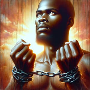 Liberation: Strong African Man Breaking Chains - Powerful Art