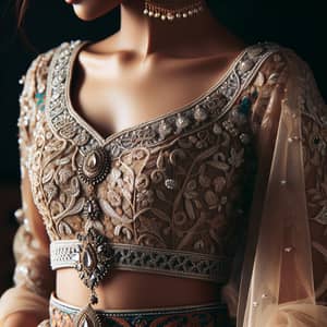 Traditional South Asian Woman in Elegant Attire | Clothing Details