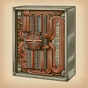 Copper Lamellas Electrical Panel Vector Drawing