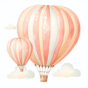 Elegant Watercolor Hot Air Balloons | Soft Striped Design
