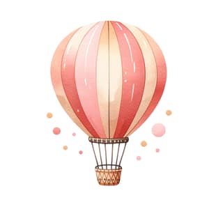 Hot Air Balloon Clip Art with Watercolor Texture