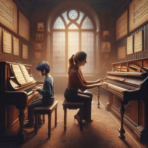 Classical Music Learning Scene: Enchanting Moment of Piano Instruction