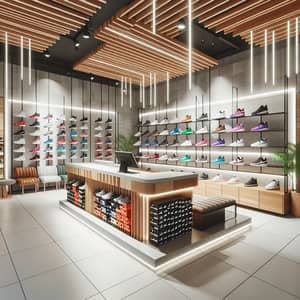 Dynamic Sneaker Store Reception | Modern Counter & Colorful Displays