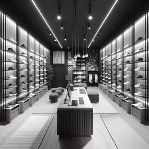 Black and White Sneaker Shop: Modern Interior Design