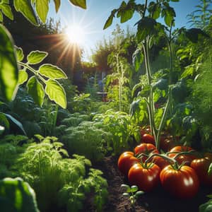 Ripe Tomatoes in Lush Garden | Fresh Vegetables under Sun