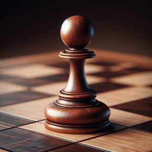Intricate Wooden Chess Pawn on Classic Chessboard
