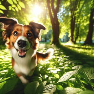 Energetic Dog Playing in Lush Park | Joyful Pet's Delight