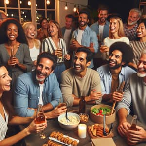Diverse Friends Reunion Party: A Warm Gathering of Men and Women