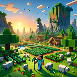 Explore a Vivid Minecraft Village & Landscapes