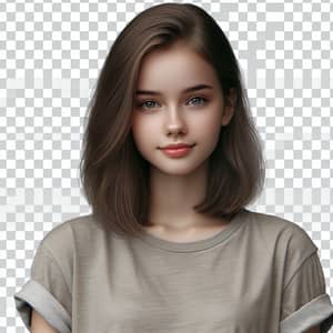 Young Caucasian Girl in Casual Attire - Transparent PNG Image