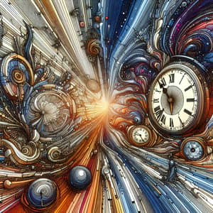 Abstract Time Distortion Art: Psychedelic Clocks & Landscapes