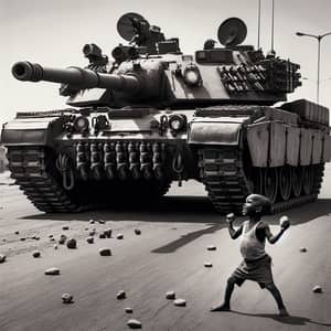 Brave African Child Confronts Military Tank
