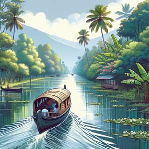 Tranquil Kerala Backwaters Boat Ride | Lush Greenery Views