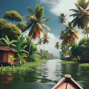 Tranquil Kerala Backwaters Boat View | Greenery & Calm Waters