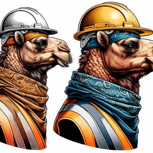 Occupational Safety Camel Design - Work Vest & Hard Hat