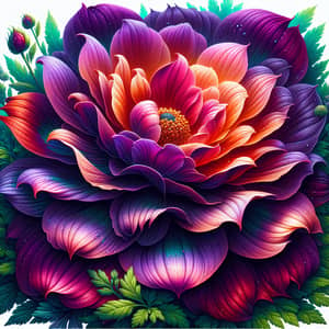 Vibrant Digital Drawing of Meticulously Detailed Flower