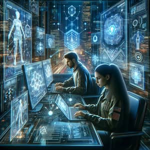 Futuristic Network Security Illustration | Cyberpunk Theme