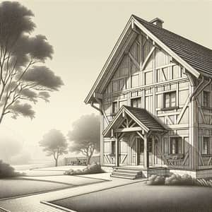 Timber Frame House Visualization | Wooden Beams & Architectural Design
