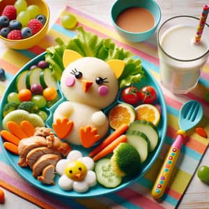 Colorful Kids Meal: Nutritious Foods in Fun Animal Plate