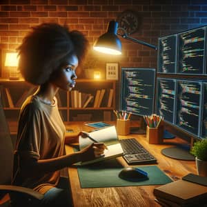 African Female Programmer's Inspiring Workspace