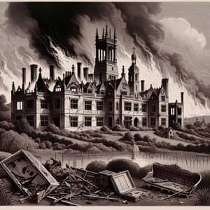 Devastated Aristocratic Estate Fire Illustration