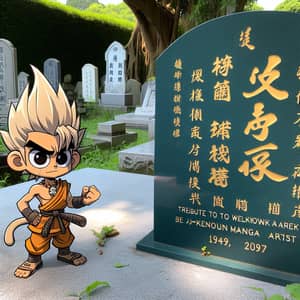 Sun Wukong Tribute - Martial Arts Illustration in Peaceful Cemetery