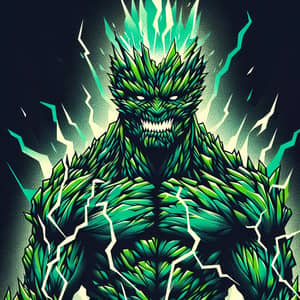 Vibrant Lime Green Energy Monster Illustration