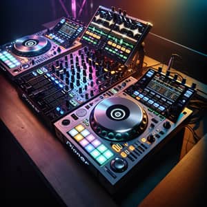 Professional DJ Setup with Turntables and Pioneer Equipment