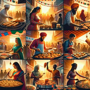 Global Street Food Vendors at Dusk: A Multicultural Culinary Experience
