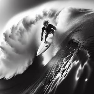 Thrilling Surfer on Giant Wave - Extreme Sports Photography