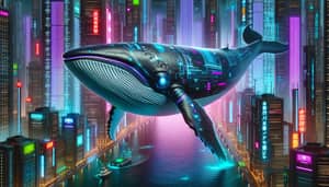Cyberpunk Whale in Futuristic City | Digital Art
